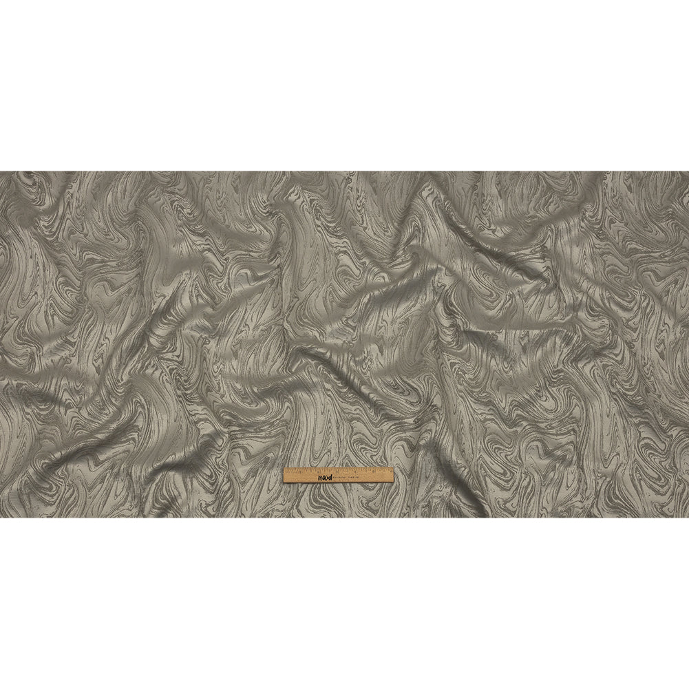 Cotton and Recycled Polyester Drapery Jacquard - Slate Marbled Lines - British Imported