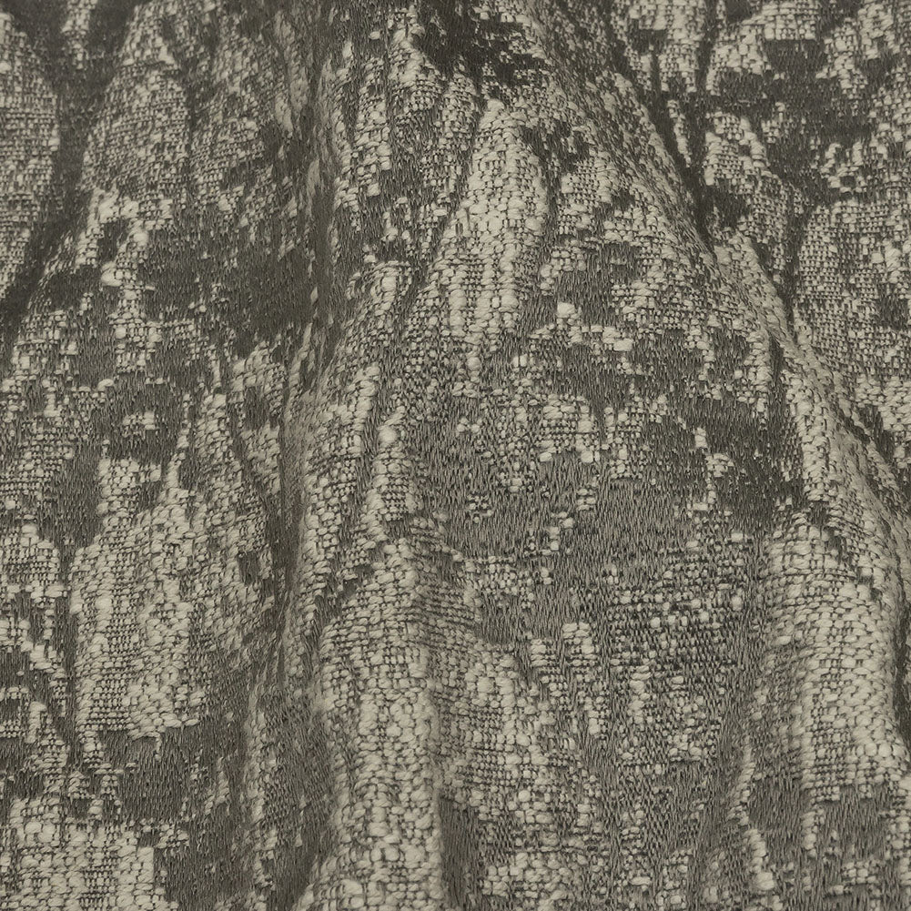 Cotton and Recycled Polyester Drapery Jacquard - Graphite Misty Foliage - British Imported