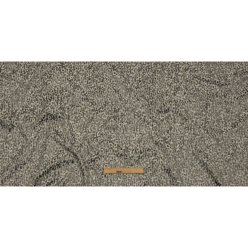Cotton and Recycled Polyester Drapery Jacquard - Graphite Bark-Like Abstract - British Imported
