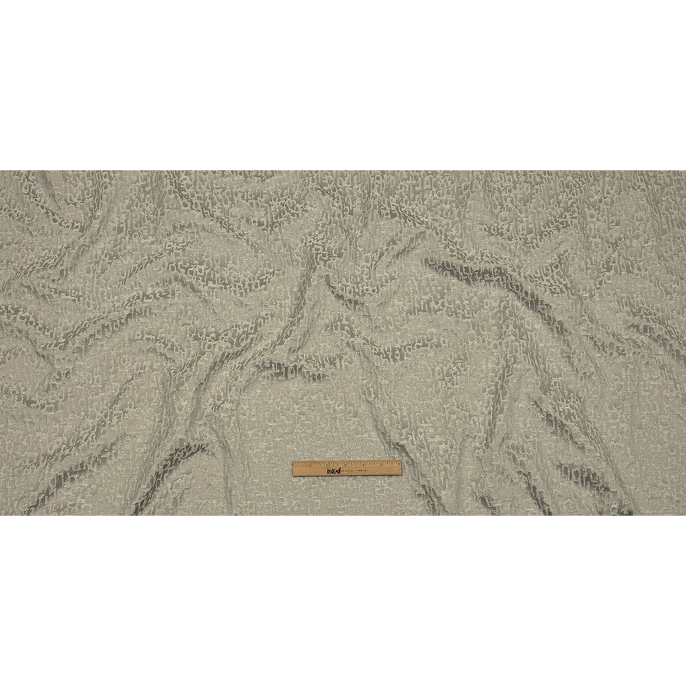 Cotton and Recycled Polyester Drapery Jacquard - Silver Bark-Like Abstract - British Imported