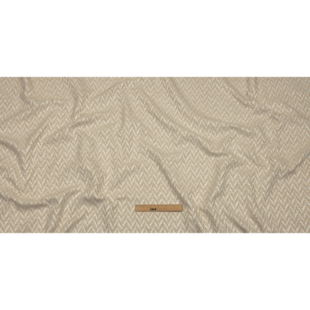 Cotton and Recycled Polyester Drapery Jacquard - Champagne Distressed Zig Zags - British Imported