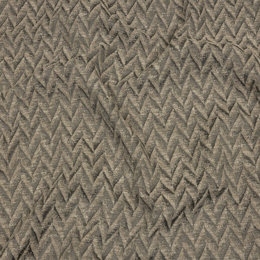 Cotton and Recycled Polyester Drapery Jacquard - Mole Distressed Zig Zags - British Imported