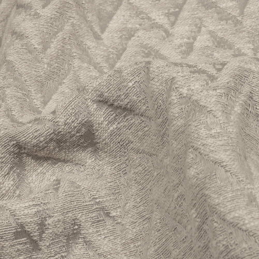 Cotton and Recycled Polyester Drapery Jacquard - Silver Distressed Zig Zags - British Imported