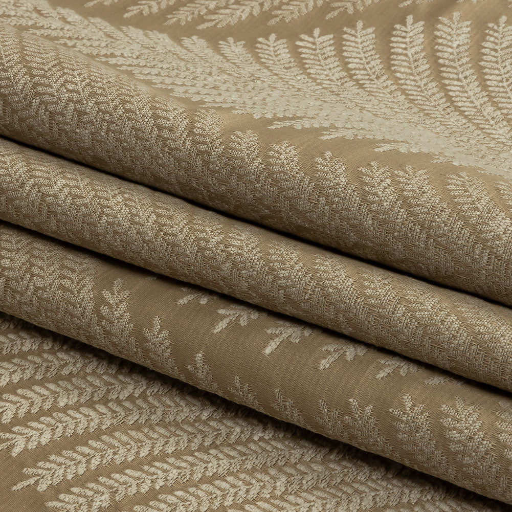 Cotton and Recycled Polyester Drapery Jacquard - Caramel Leaf Chains - British Imported