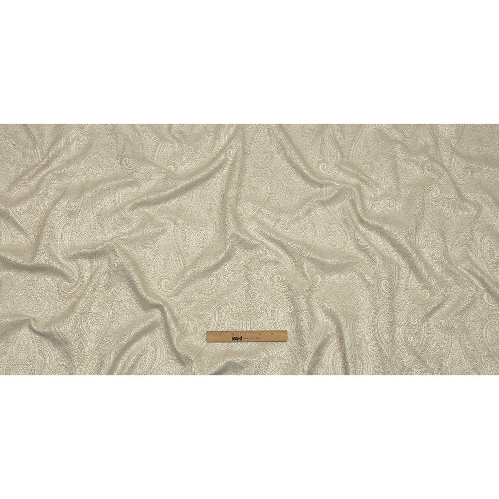 Cotton and Recycled Polyester Drapery Jacquard - Champagne Delicate Paisley - British Imported