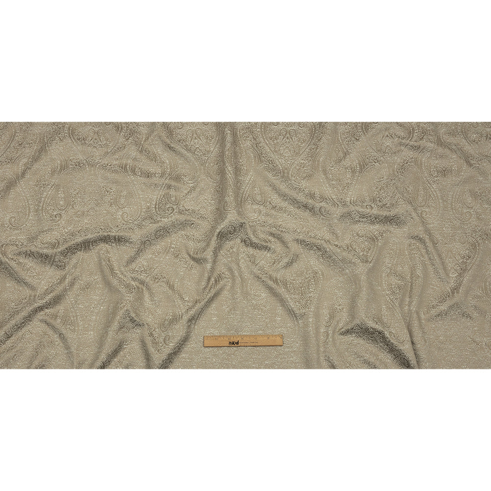 Cotton and Recycled Polyester Drapery Jacquard - Latte Delicate Paisley - British Imported
