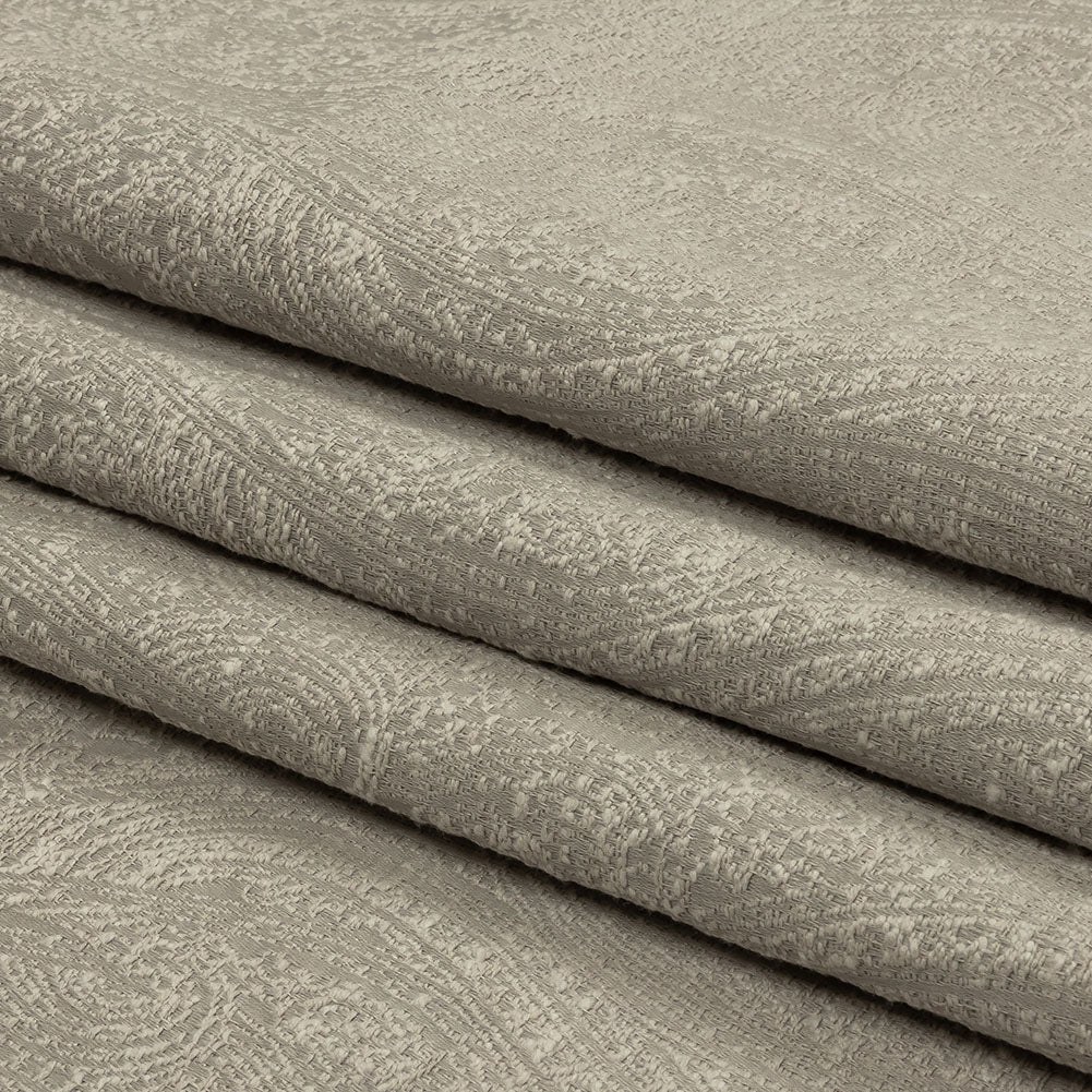 Cotton and Recycled Polyester Drapery Jacquard - Silver Delicate Paisley - British Imported