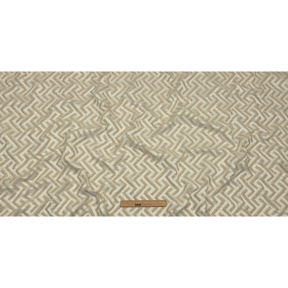 Cotton and Recycled Polyester Drapery Jacquard - Champagne Broken Chevrons - British Imported