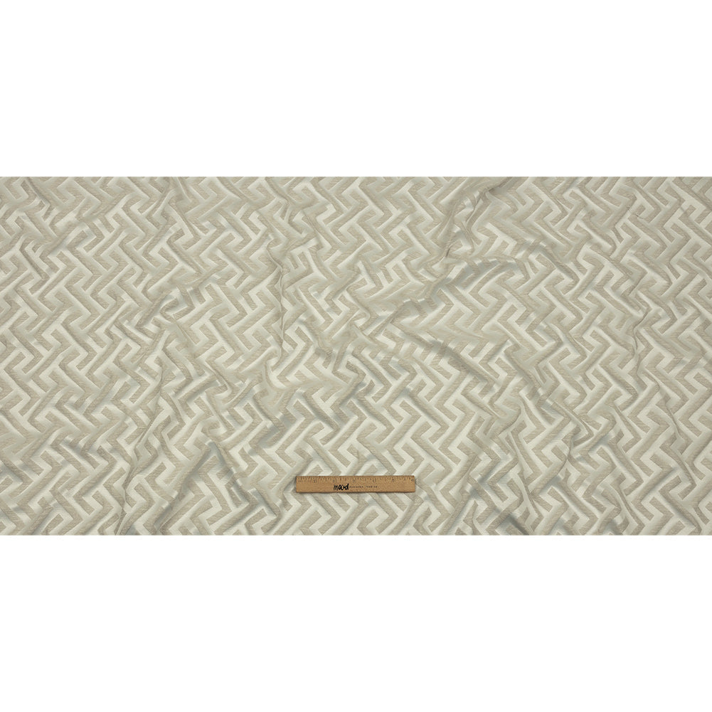 Cotton and Recycled Polyester Drapery Jacquard - Ivory Broken Chevrons - British Imported