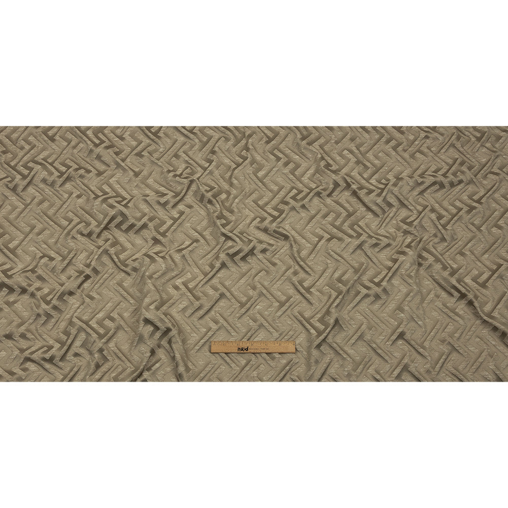 Cotton and Recycled Polyester Drapery Jacquard - Latte Broken Chevrons - British Imported