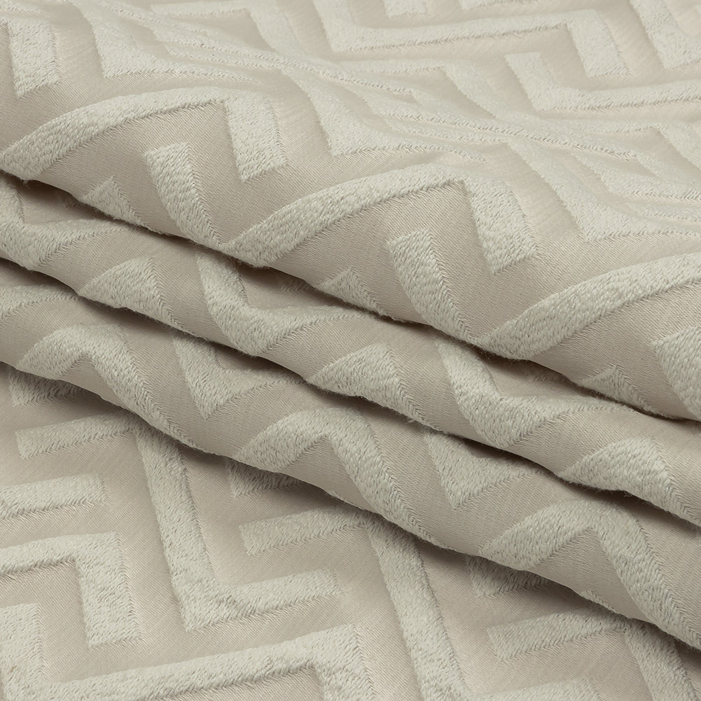 Cotton and Recycled Polyester Drapery Jacquard - Pearl Broken Chevrons - British Imported