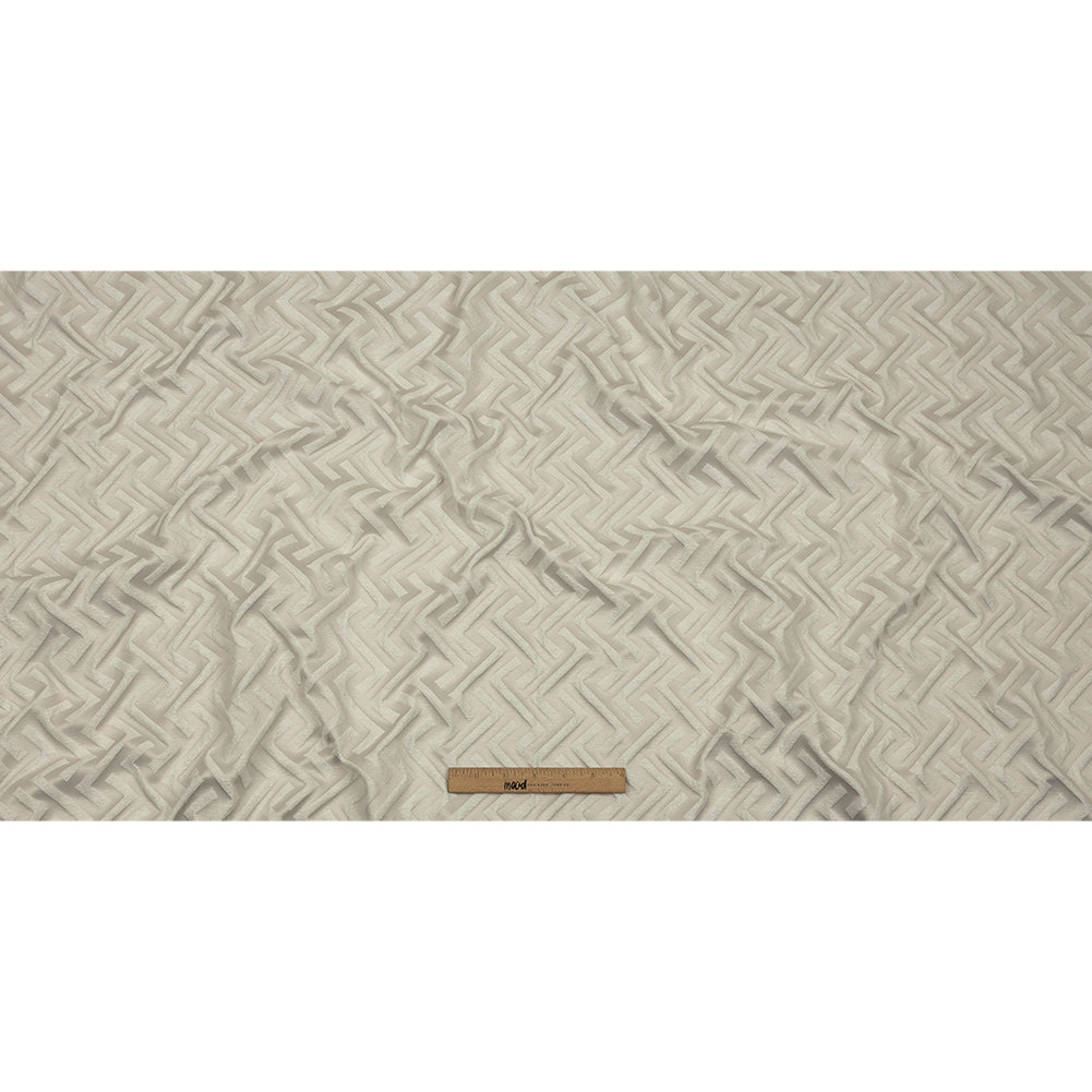 Cotton and Recycled Polyester Drapery Jacquard - Pearl Broken Chevrons - British Imported
