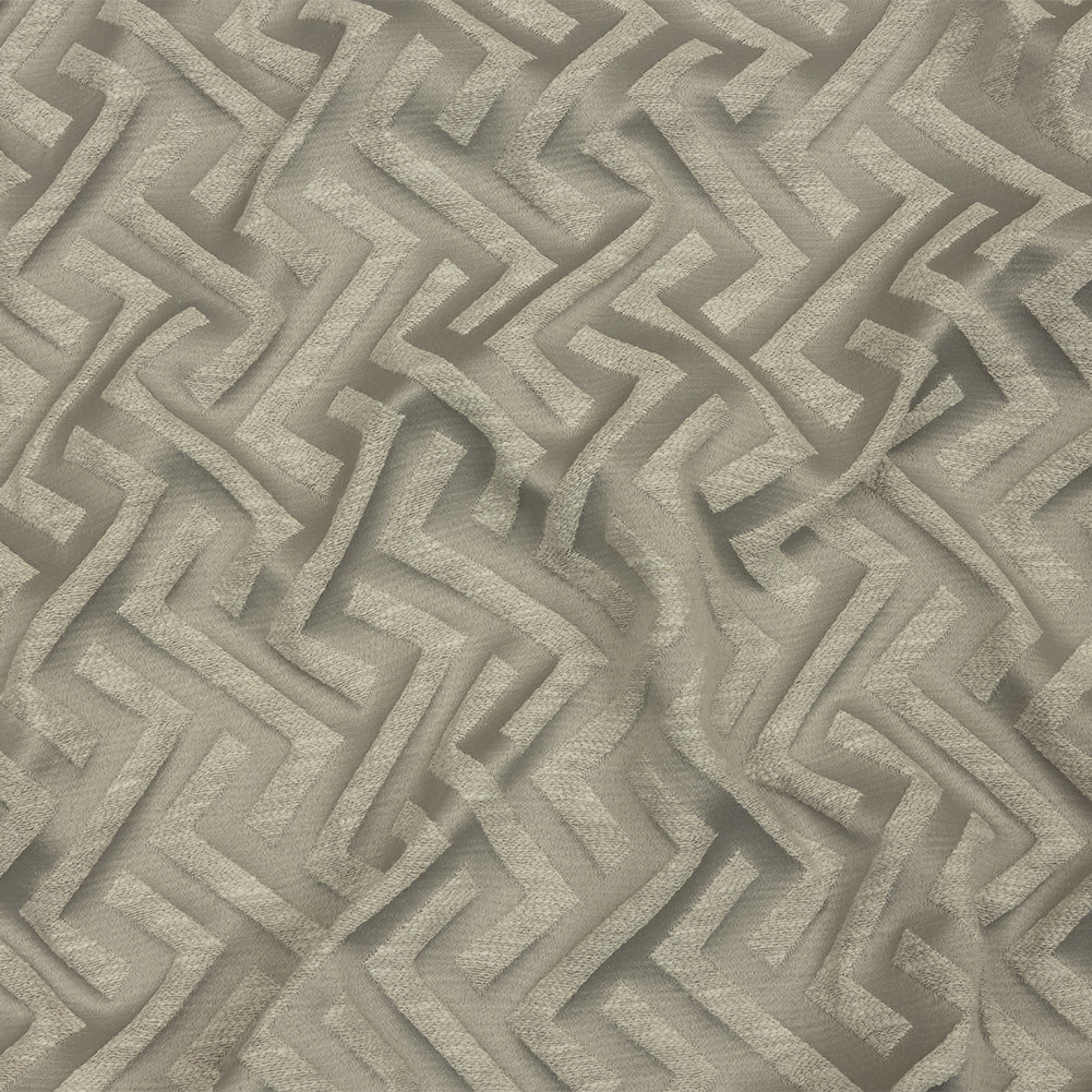 Cotton and Recycled Polyester Drapery Jacquard - Silver Broken Chevrons - British Imported