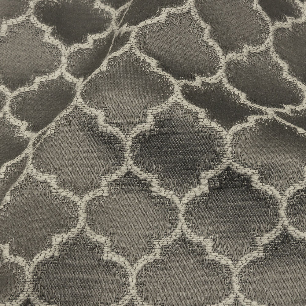 Cotton and Recycled Polyester Drapery Jacquard - Graphite Fancy Little Ogees - British Imported