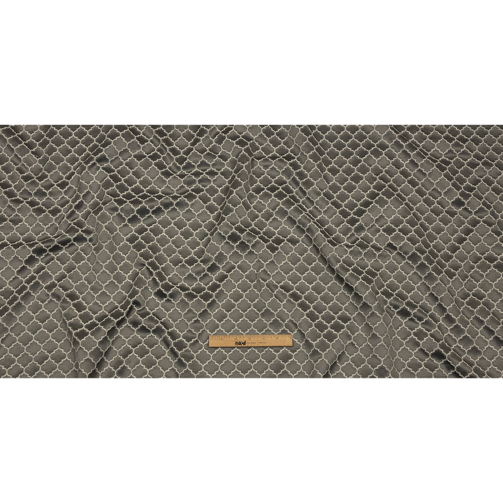 Cotton and Recycled Polyester Drapery Jacquard - Graphite Fancy Little Ogees - British Imported
