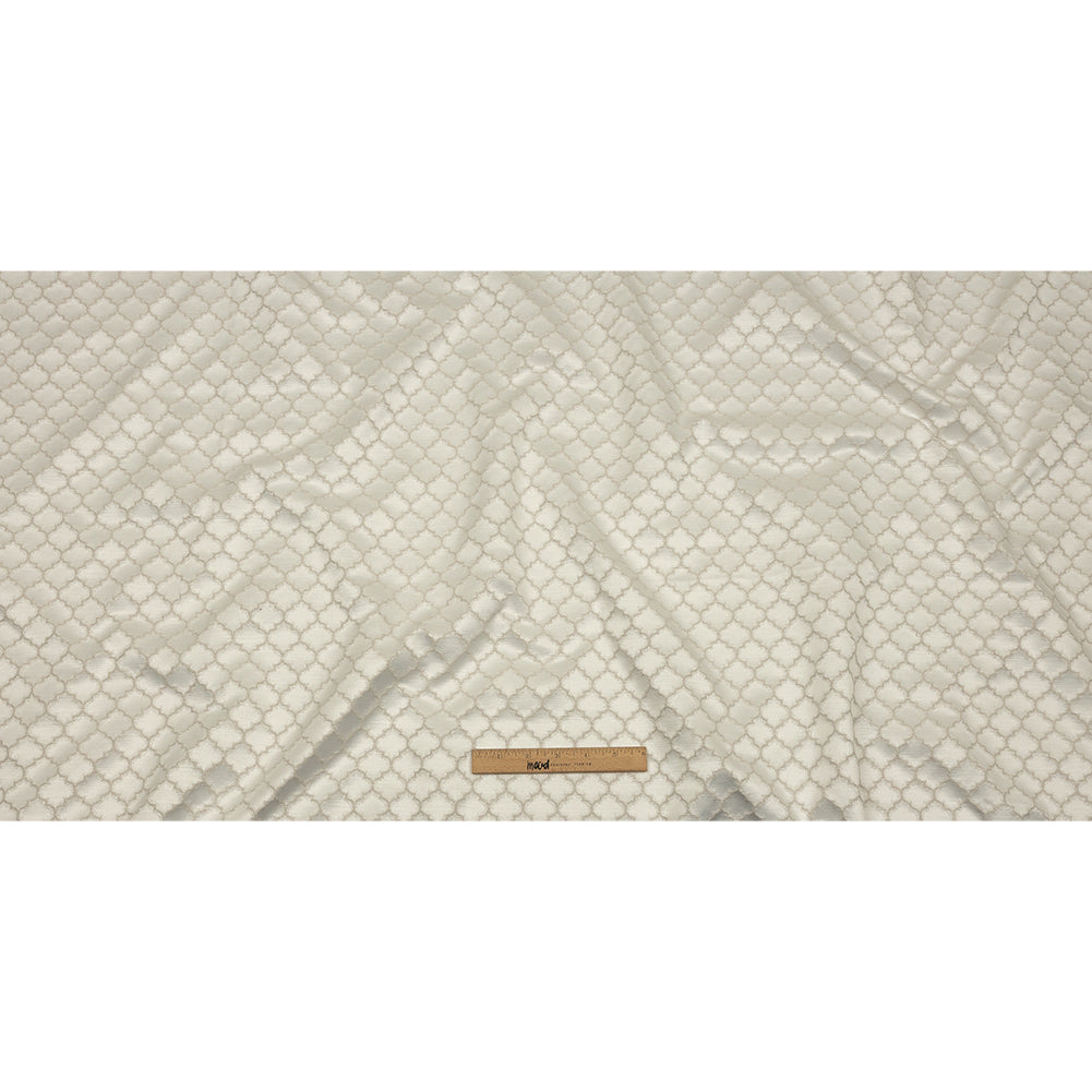 Cotton and Recycled Polyester Drapery Jacquard - Ivory Fancy Little Ogees - British Imported