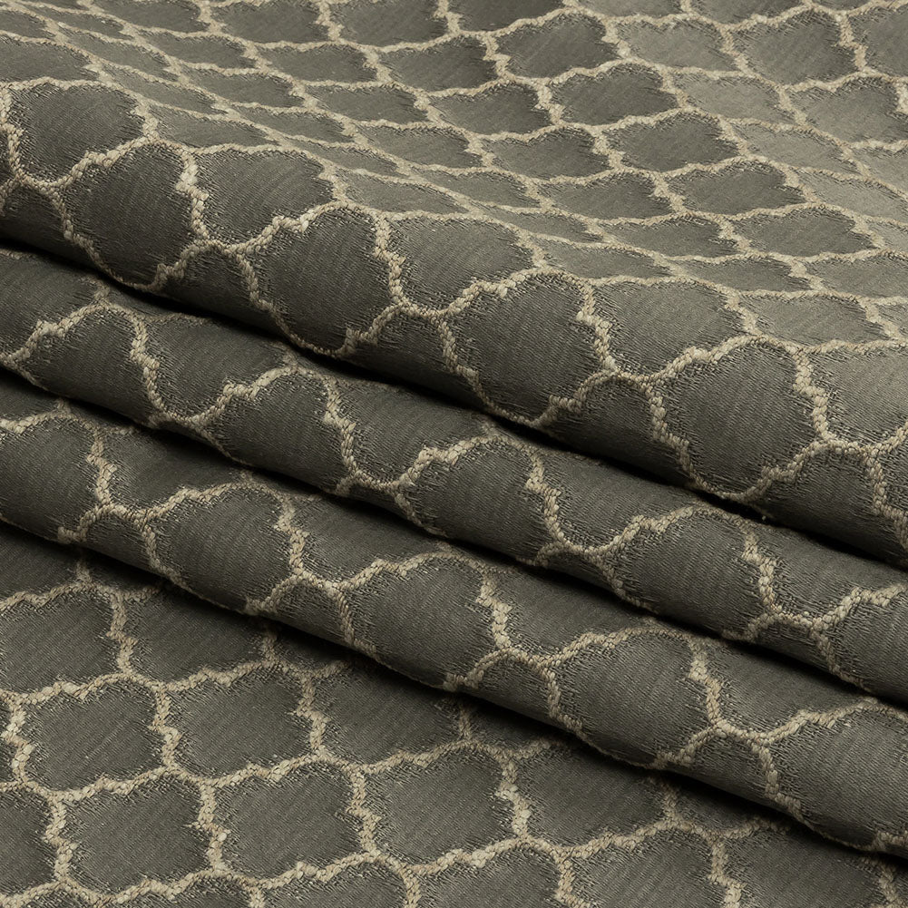 Cotton and Recycled Polyester Drapery Jacquard - Mole Fancy Little Ogees - British Imported