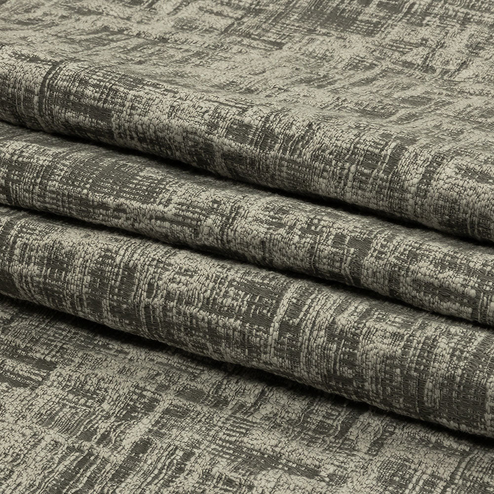 Cotton and Recycled Polyester Drapery Jacquard - Graphite Crosshatched Lines - British Imported