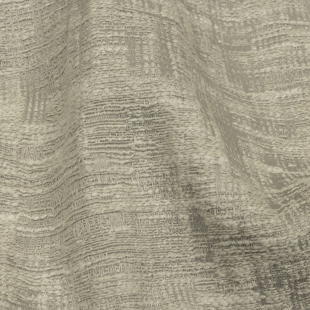 Cotton and Recycled Polyester Drapery Jacquard - Silver Crosshatched Lines - British Imported