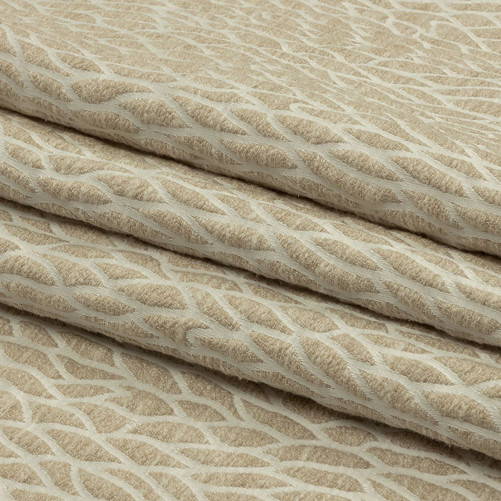 Recycled Polyester Drapery Jacquard - Champagne Stepping Stones - British Imported