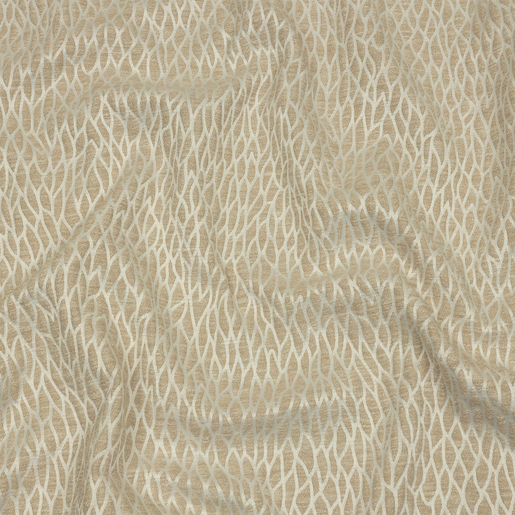 Recycled Polyester Drapery Jacquard - Champagne Stepping Stones - British Imported