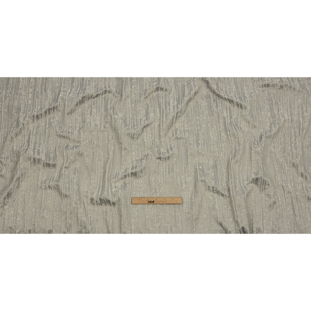 Recycled Polyester Drapery Jacquard - Silver Striated - British Imported
