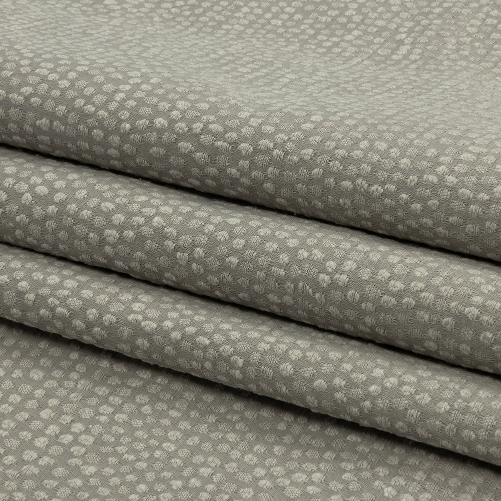 Recycled Polyester Drapery Jacquard - Silver Spotted - British Imported