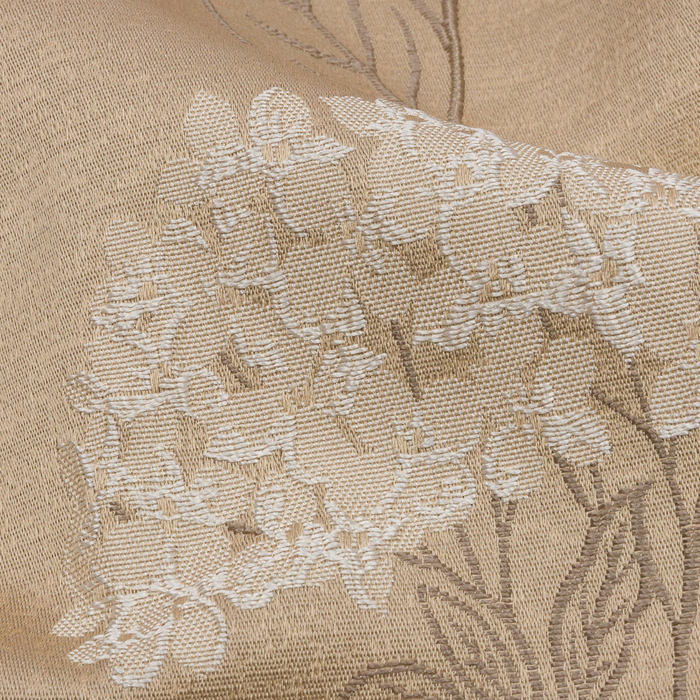Drapery Jacquard - Caramel Hydrangea Stems - British Imported