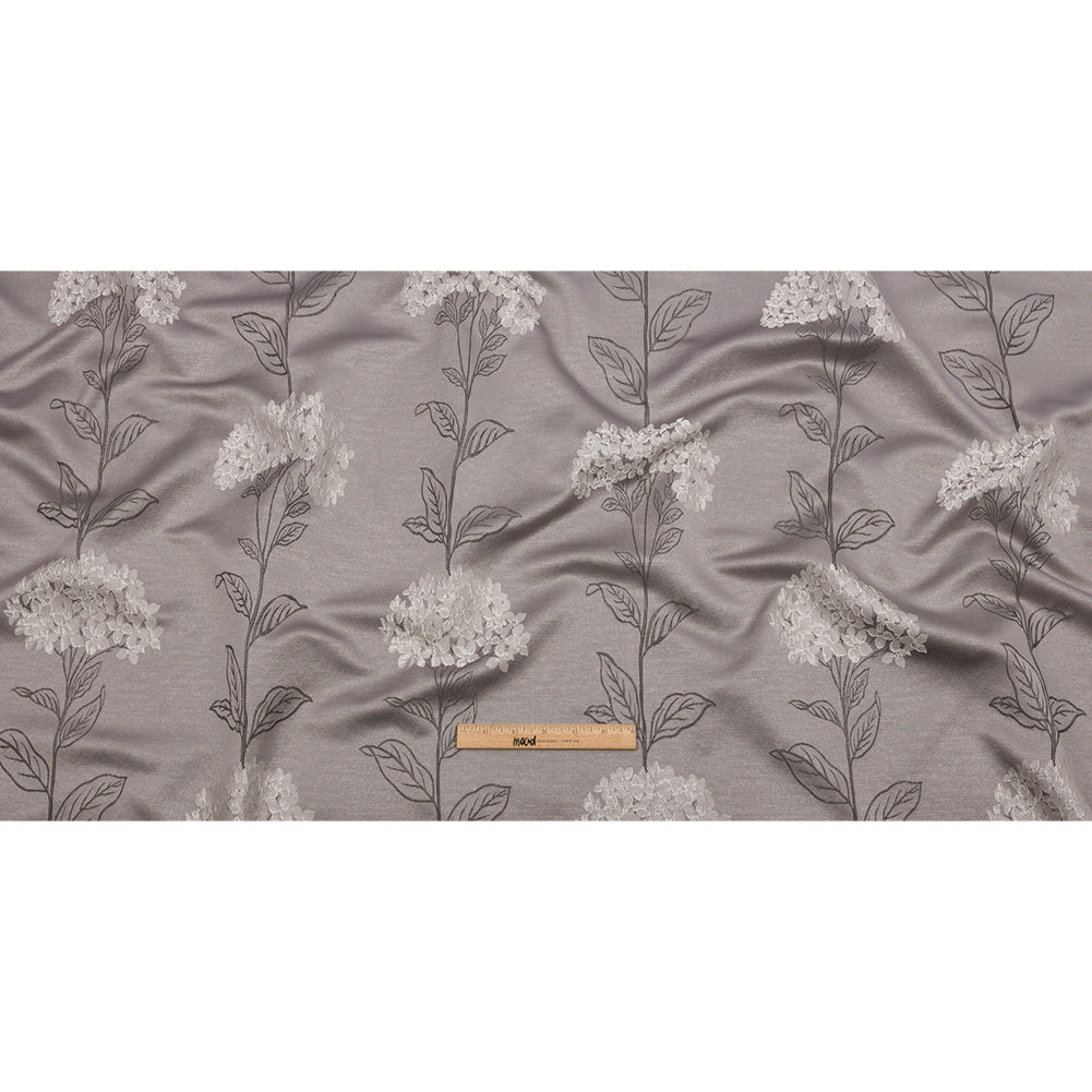 Drapery Jacquard - Dove Hydrangea Stems - British Imported