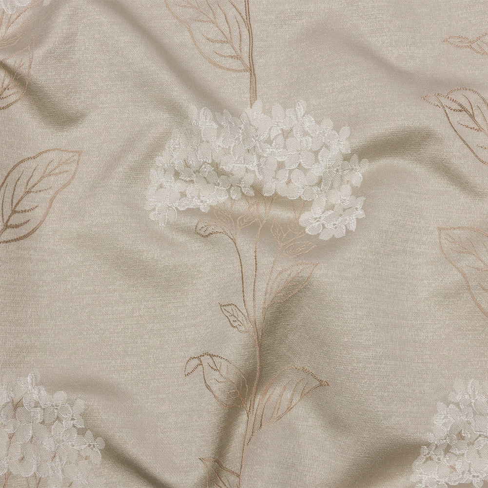 Drapery Jacquard - Sesame Hydrangea Stems - British Imported