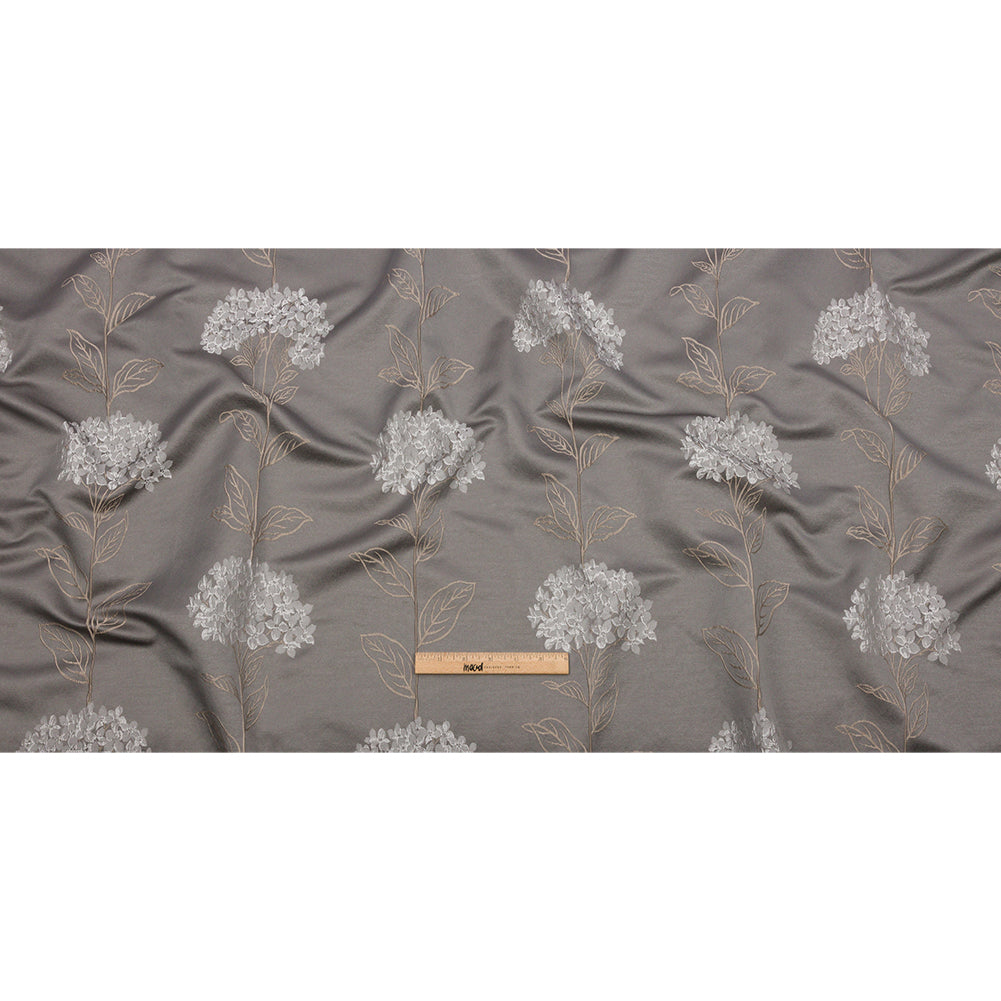Drapery Jacquard - Shadow Hydrangea Stems - British Imported
