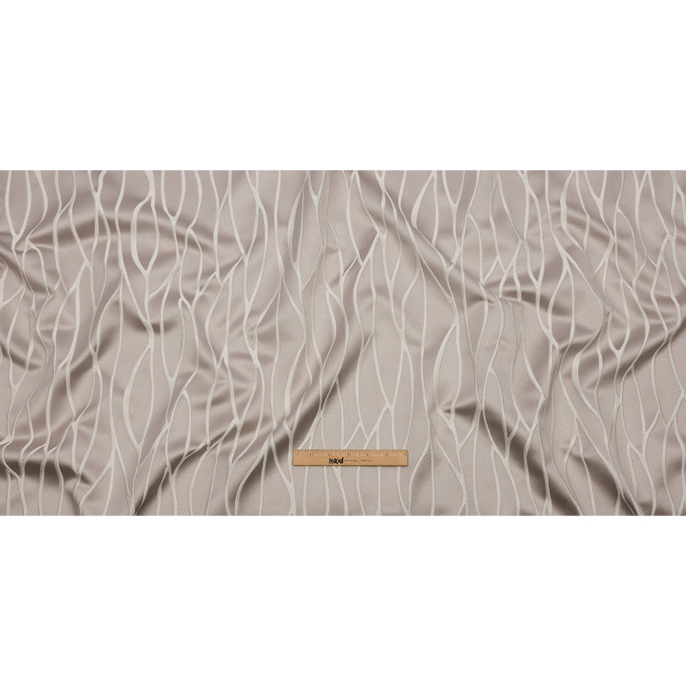 Satin-Faced Drapery Jacquard - Dove Rippling Lines - British Imported