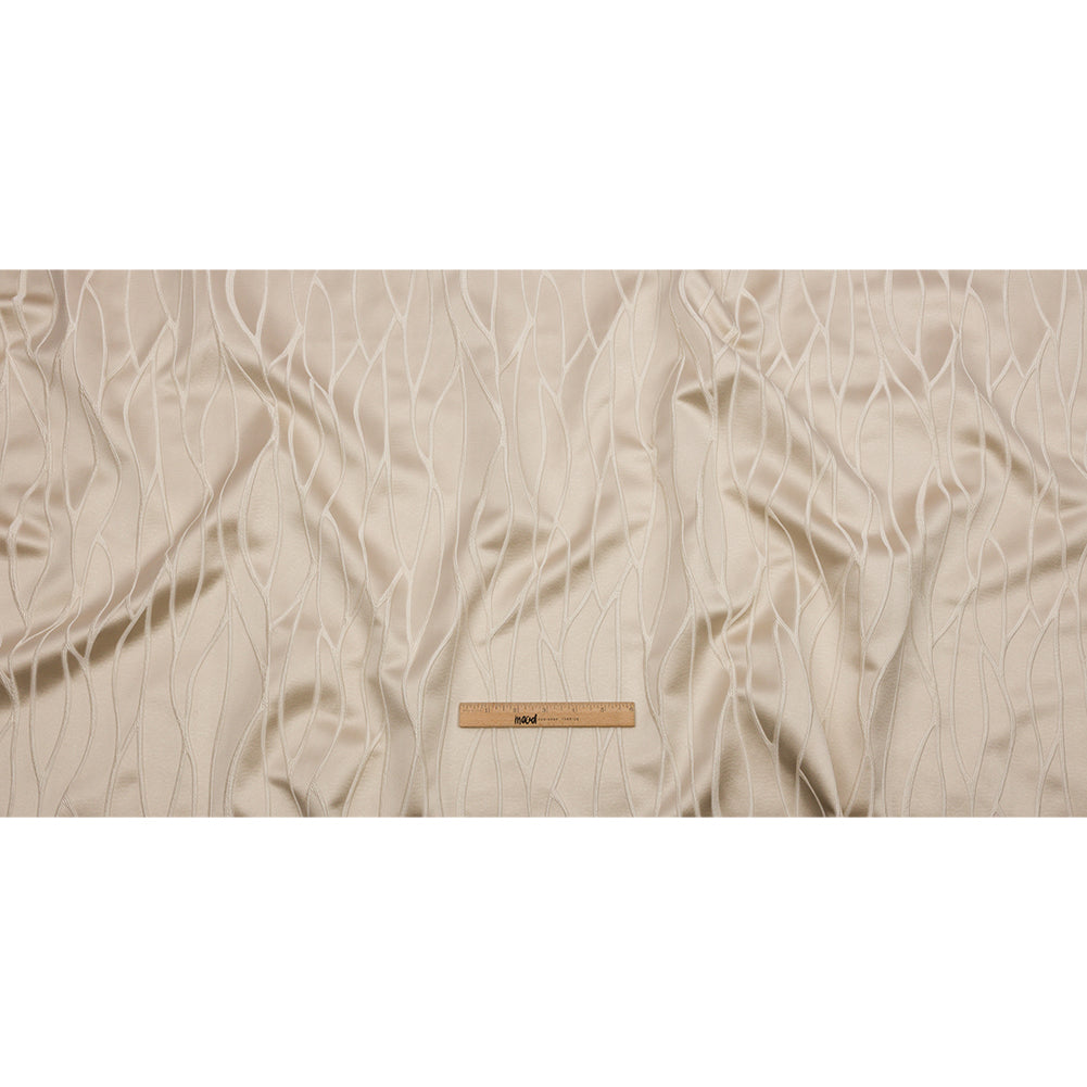 Satin-Faced Drapery Jacquard - Oyster Rippling Lines - British Imported