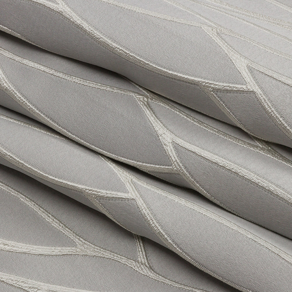 Satin-Faced Drapery Jacquard - Silver Rippling Lines - British Imported