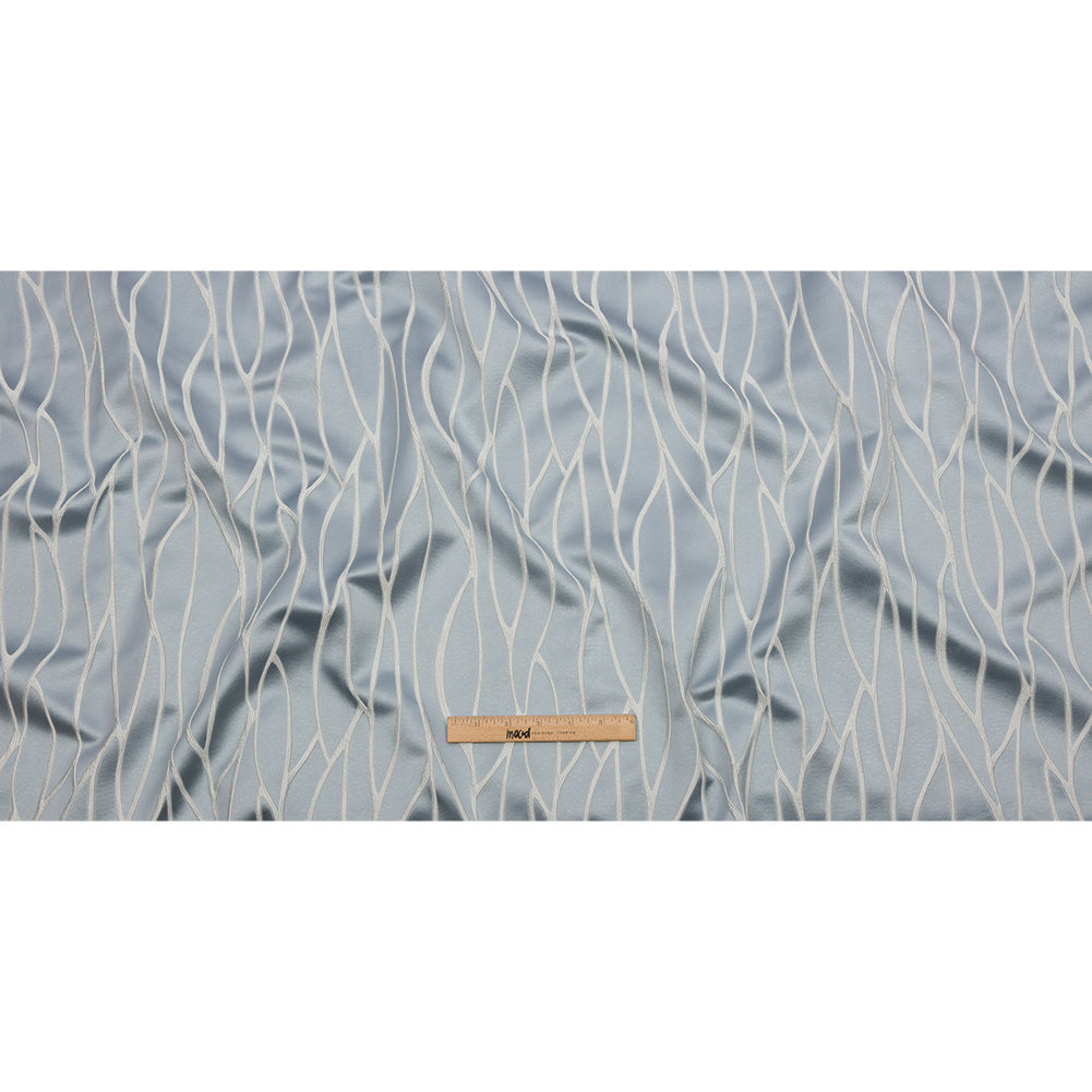 Satin-Faced Drapery Jacquard - Wedgewood Rippling Lines - British Imported