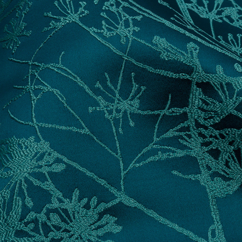 Satin-Faced Drapery Jacquard - Peacock Fennel Flowers - British Imported