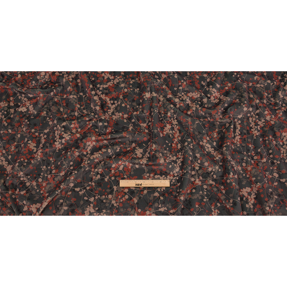 Printed Polyester Velvet - Mole Berry Vines - British Imported