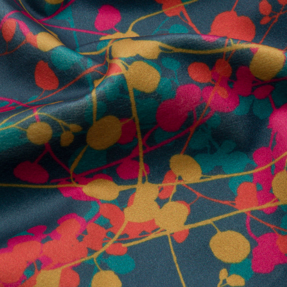 Printed Polyester Velvet - Rainbow Berry Vines - British Imported