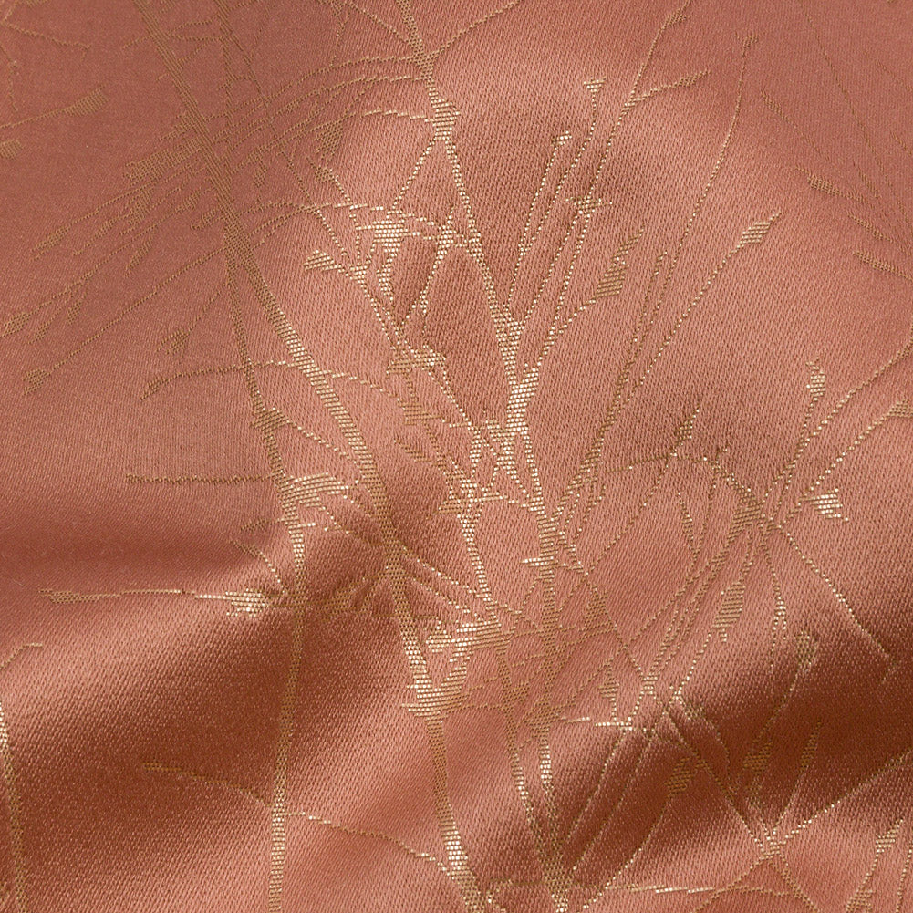 Metallic Satin-Faced Drapery Jacquard - Shell Delicate Grasses - British Imported