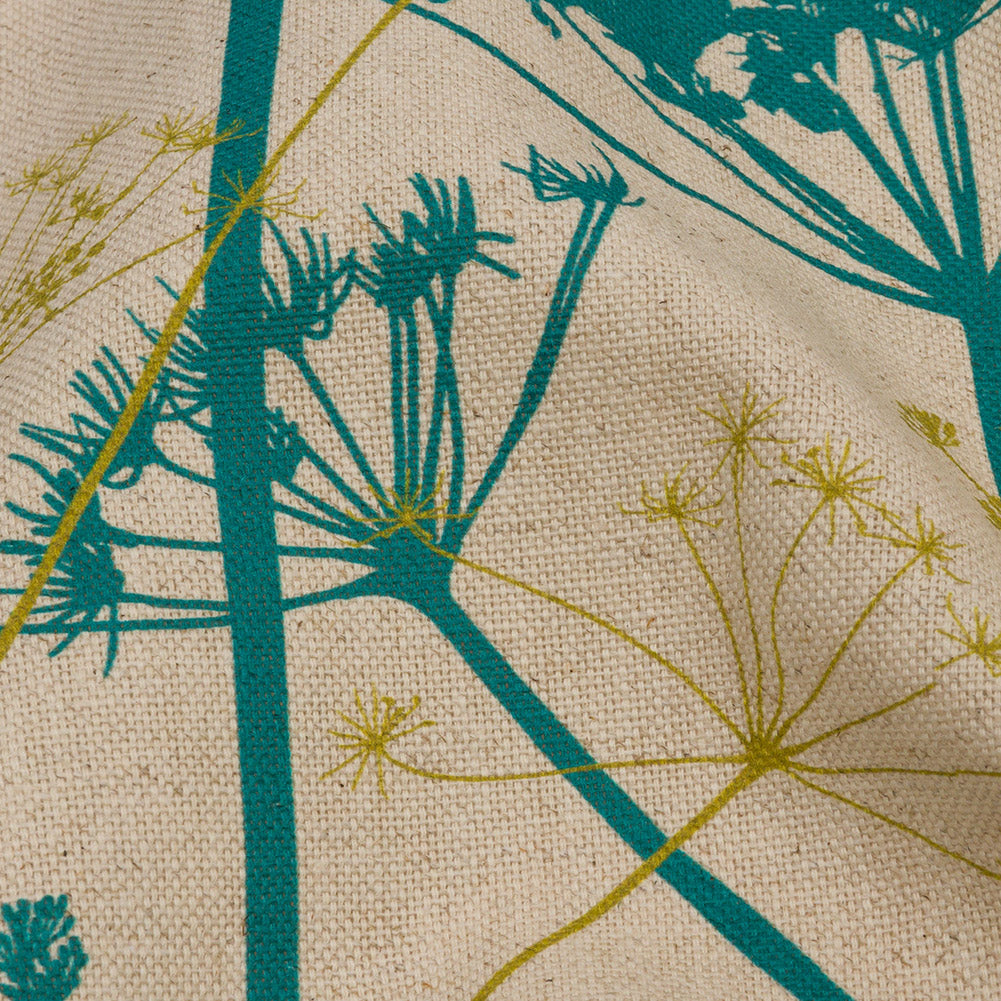 Cotton and Linen Canvas Print - Peacock Chervil Silhouettes - British Imported