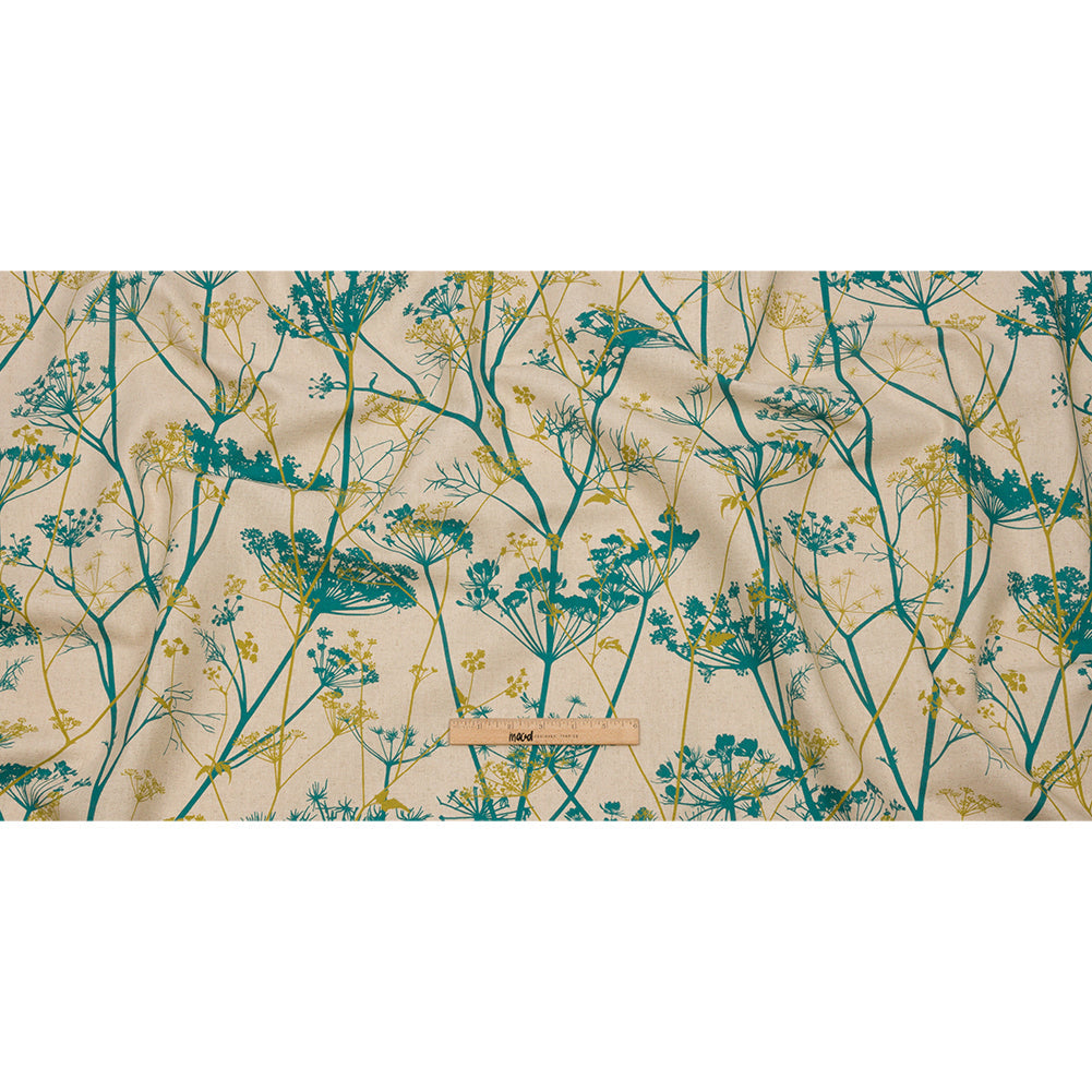 Cotton and Linen Canvas Print - Peacock Chervil Silhouettes - British Imported