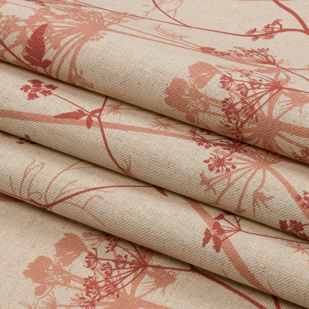 Cotton and Linen Canvas Print - Terracotta Chervil Silhouettes - British Imported