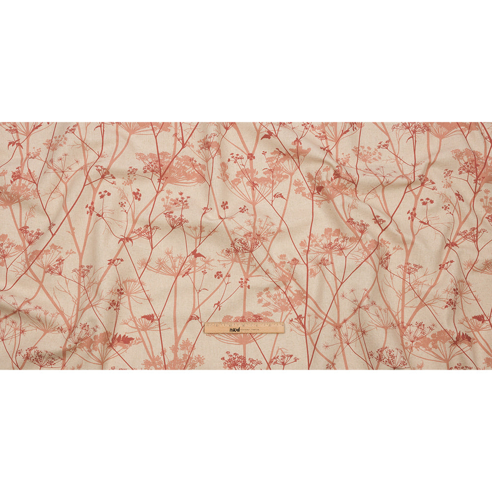 Cotton and Linen Canvas Print - Terracotta Chervil Silhouettes - British Imported
