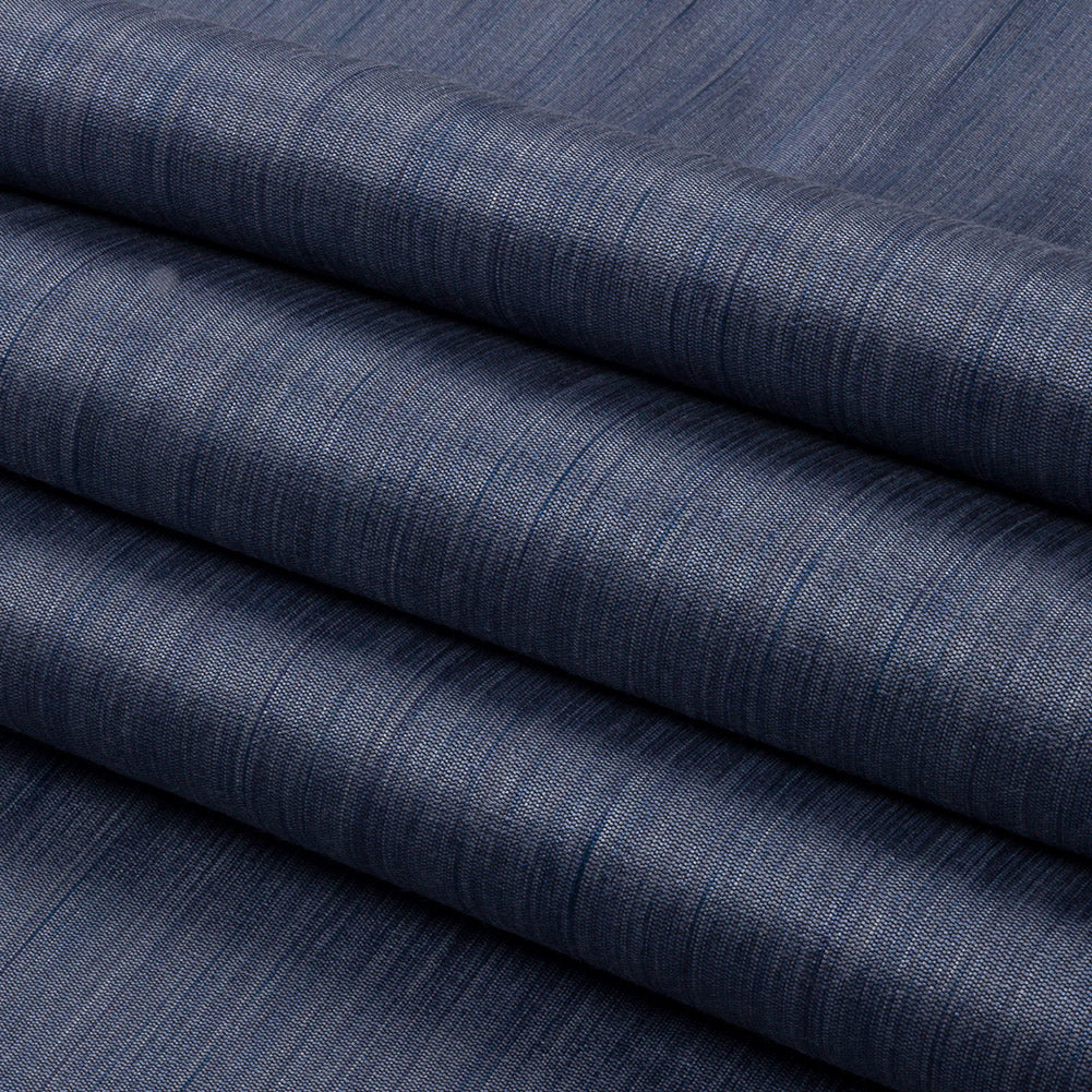 Recycled Polyester Bengaline - Denim Striations - British Imported