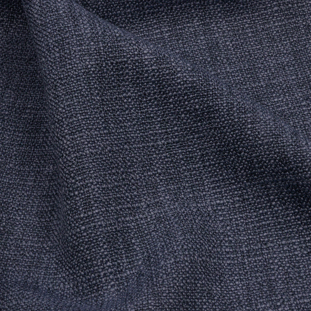 Soft Textured Recycled Polyester Drapery Woven - Denim - British Imported