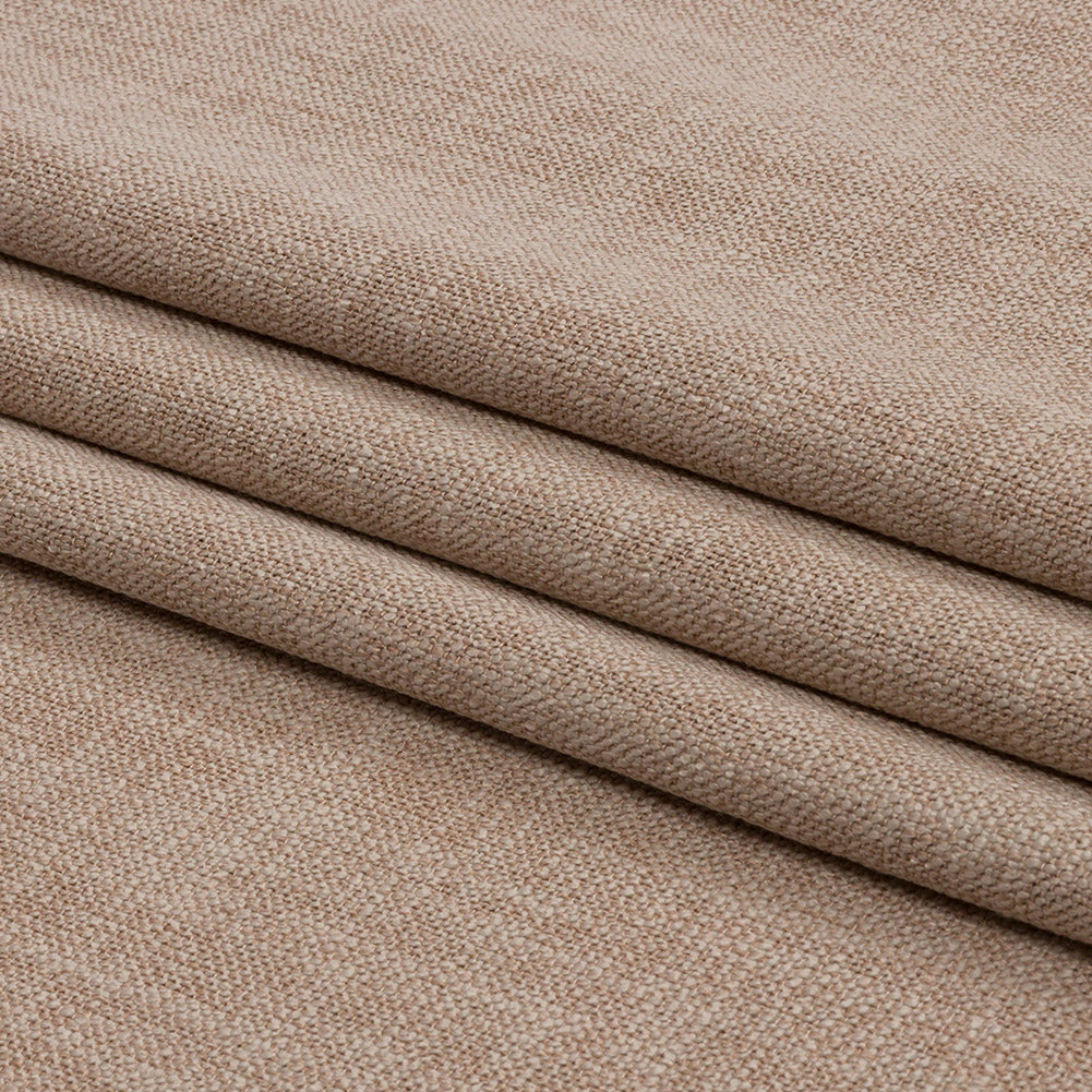 Soft Textured Recycled Polyester Drapery Woven - Oatmeal - British Imported