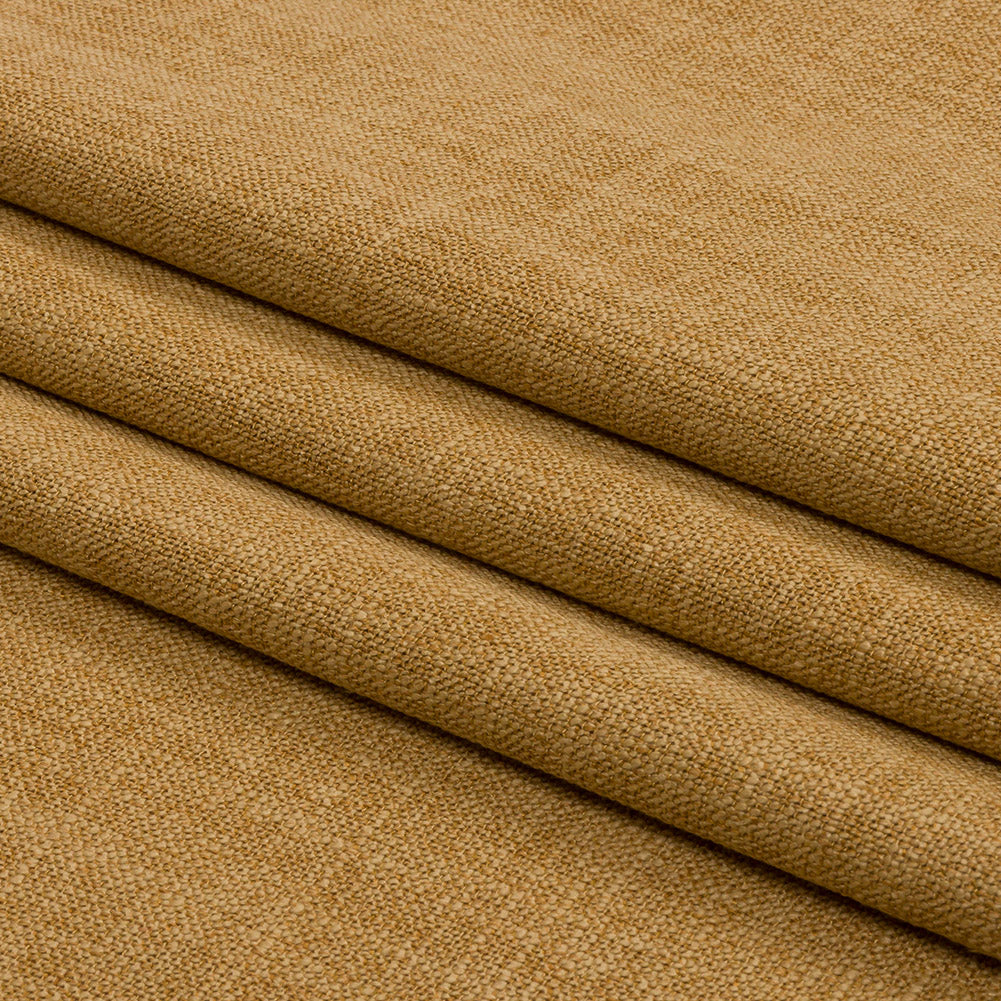 Soft Textured Recycled Polyester Drapery Woven - Ochre - British Imported