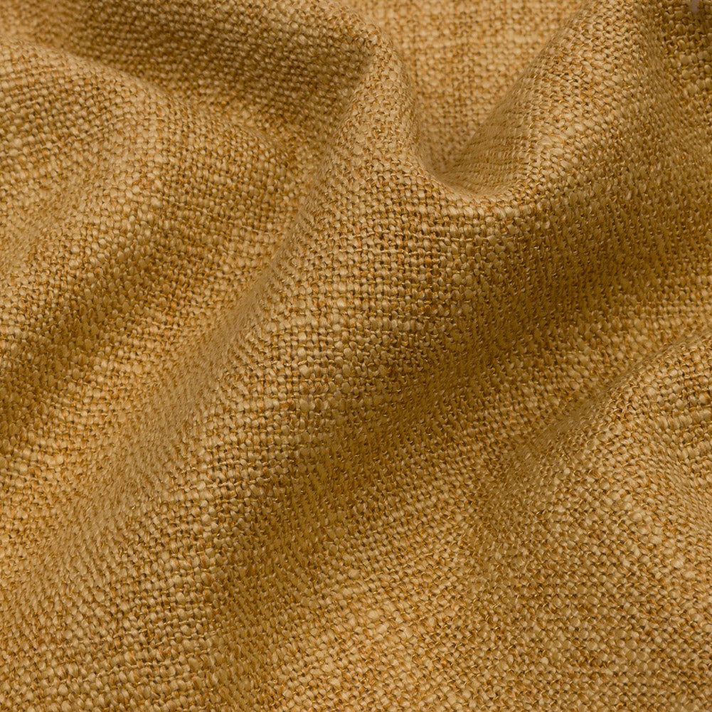 Soft Textured Recycled Polyester Drapery Woven - Ochre - British Imported