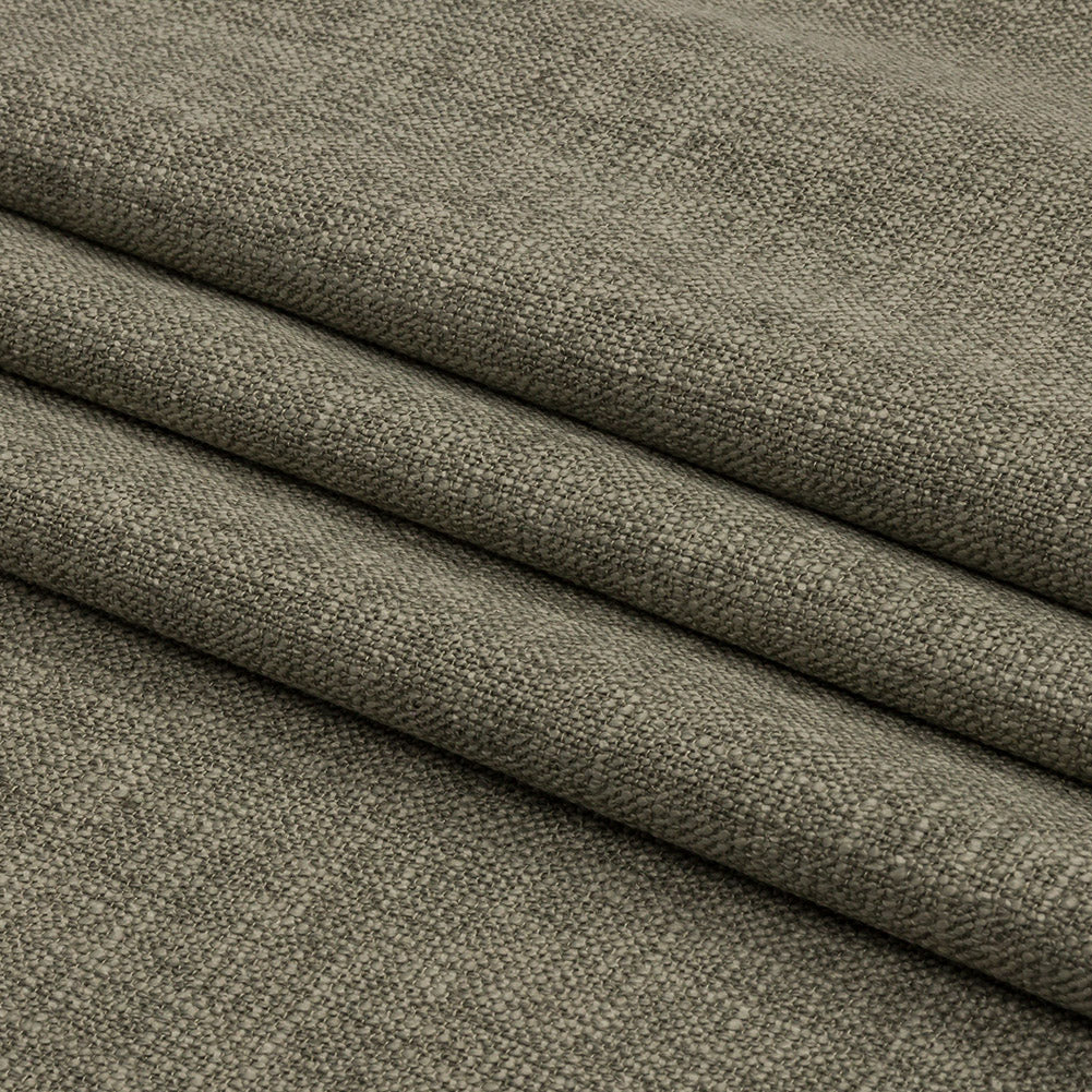 Soft Textured Recycled Polyester Drapery Woven - Olive - British Imported