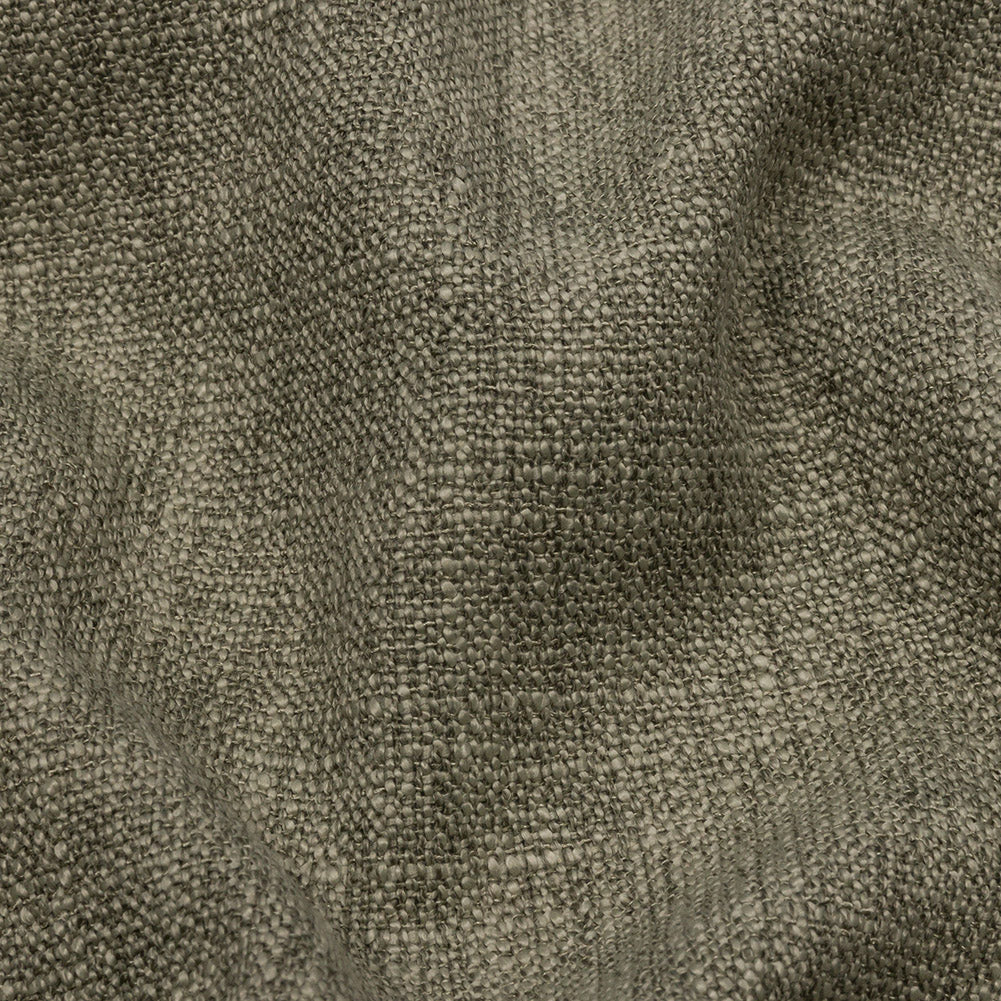 Soft Textured Recycled Polyester Drapery Woven - Olive - British Imported